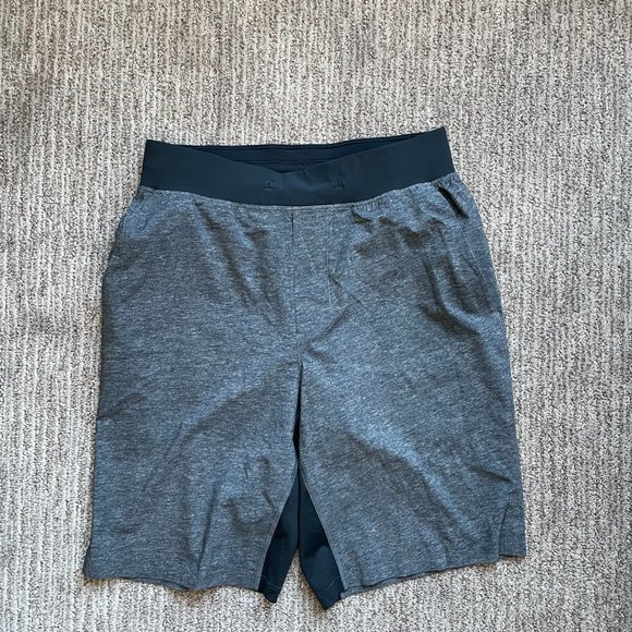 Men's Small Lululemon THE Lined Training Shorts 9" Heather Gray Navy - Picture 1 of 5